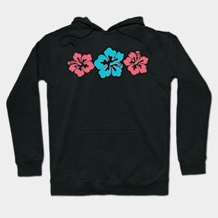 Hibiscus Flowers In Mauve And Teal Hoodie